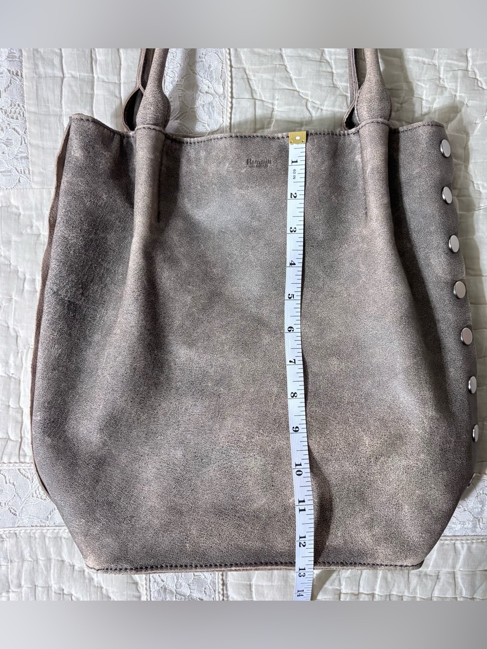 Hammitt | Leather Oliver Tote Bag Purse | Pewter with Silver Hardware - Picture 13 of 16